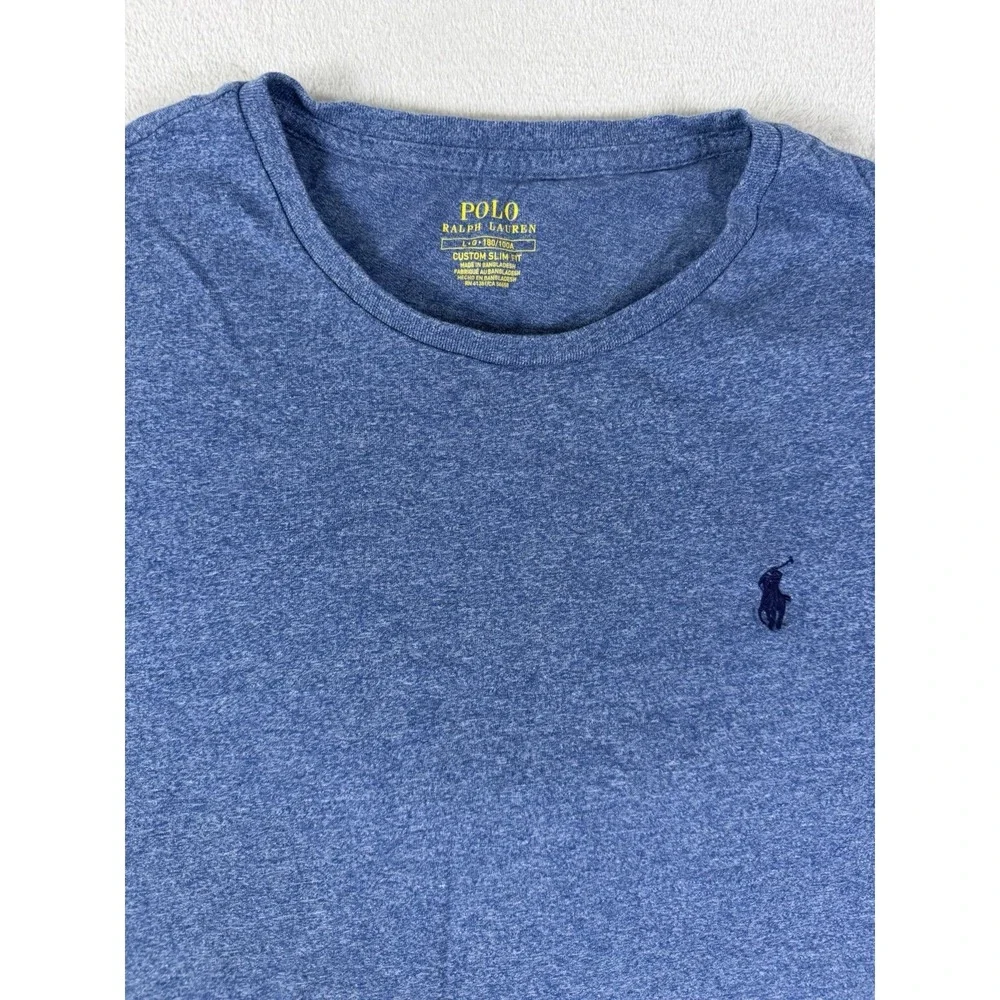 Polo Ralph Lauren Custom Slim Fit T Shirt Mens Large Blue Heather Pony Logo‎ Tee